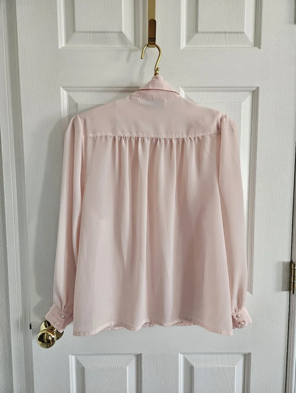 Vintage La Blouse Soft Pink Pleated Button Front Blouse Top - Picture 8 of 11